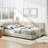  Full Upholstered Tufted Bed Frame with Backrest and Armrests, Velvet Sofa Bed for Bedroom or Living Room, Beige-1985195390