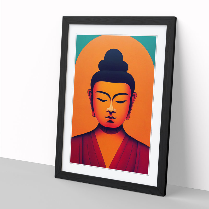 Buddha Geometric - Single Picture Frame Print, Black Framed, 34cm H x 25cm W x 2cm D