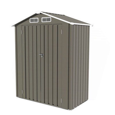 5X3 FT Metal Outdoor Storage Shed, Tool Shed With Peaked Roof Waterproof, Lockable Door Compact Metal Tool Shed For Garden, Backyard, Patio, Sundries And Bike Storage, Gray