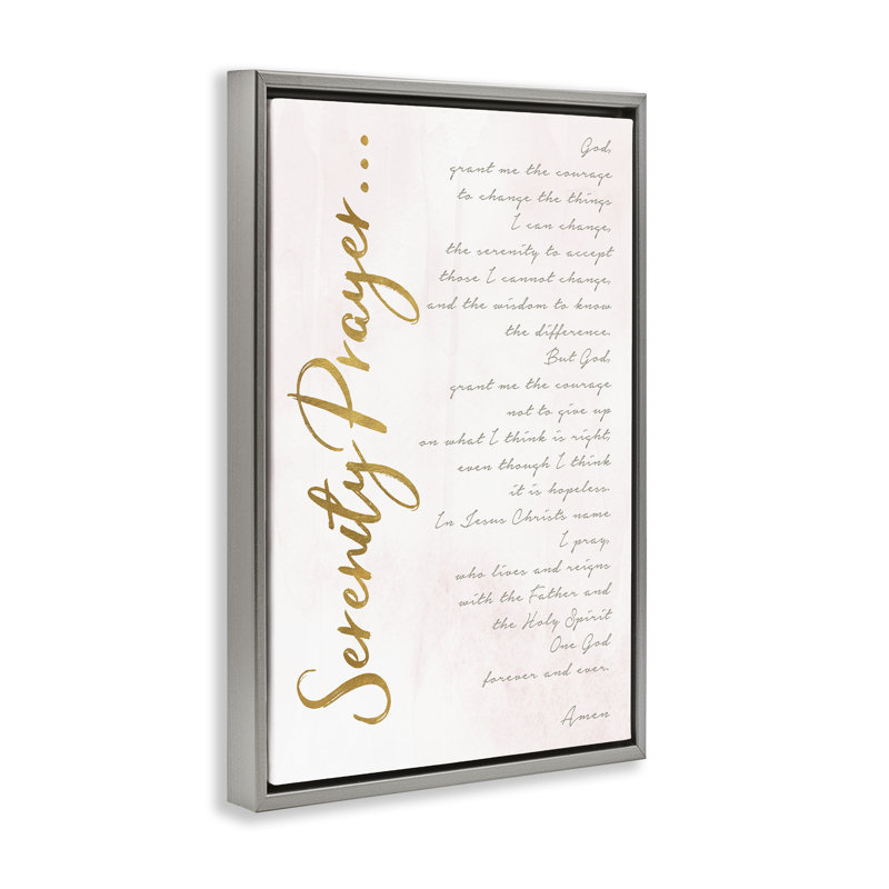Cadre flottant Serenity Prayer Scripture, design par Anna Quach, H 31 po x l 21 po, Cadre flottant gris lustré