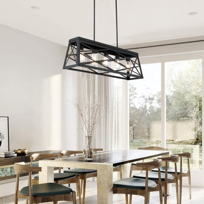 Lustre suspendu à 5 lumières pour îlot de cuisine avec finition noir mat