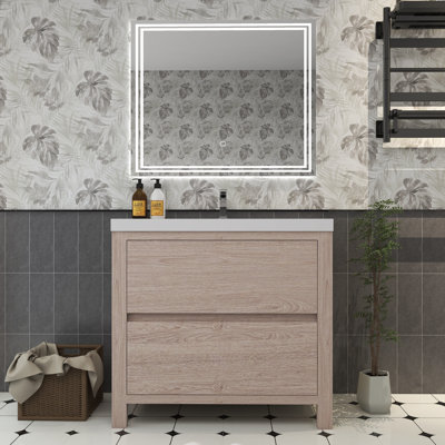 Rosner 35.5 " W Wall Mounted Wall Mounted 1 Single Vanity Bathroom Vanity With Acrylic Top