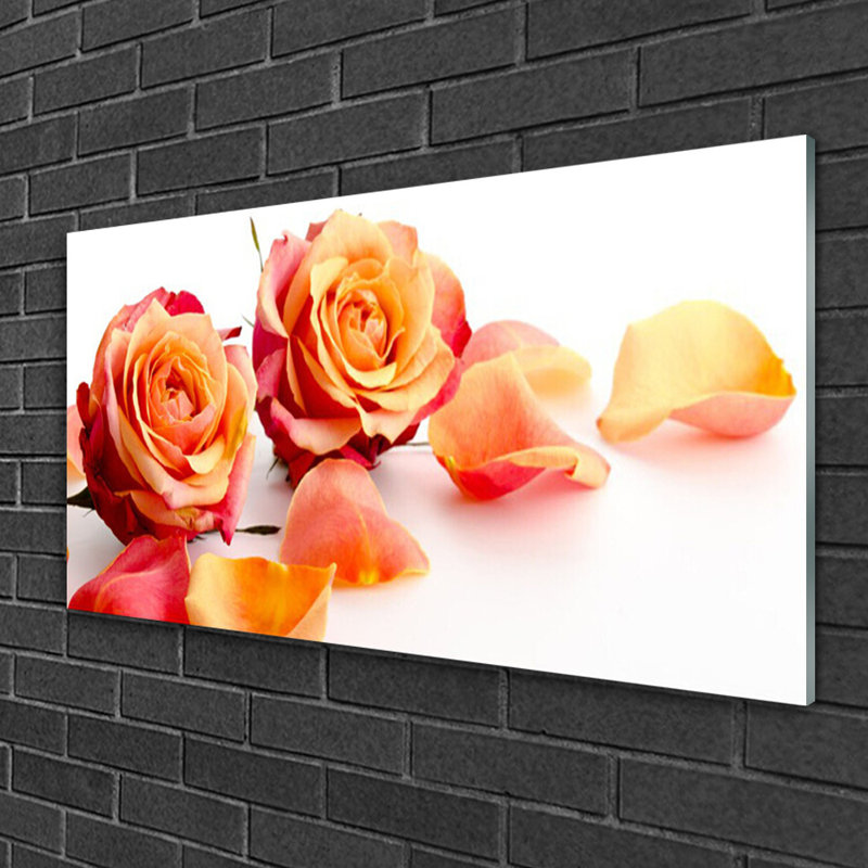 Floral Roses 1 Piece Wall Art on Glass