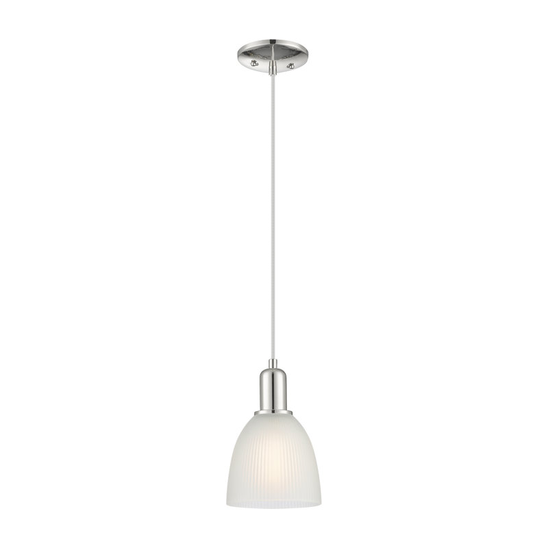Arcadia - Candour - 1 Light 5" Cord Hung Mini Pendant, Polished Nickel, White