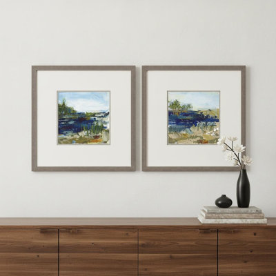Ensemble de deux encadrés d'art encadré brun
