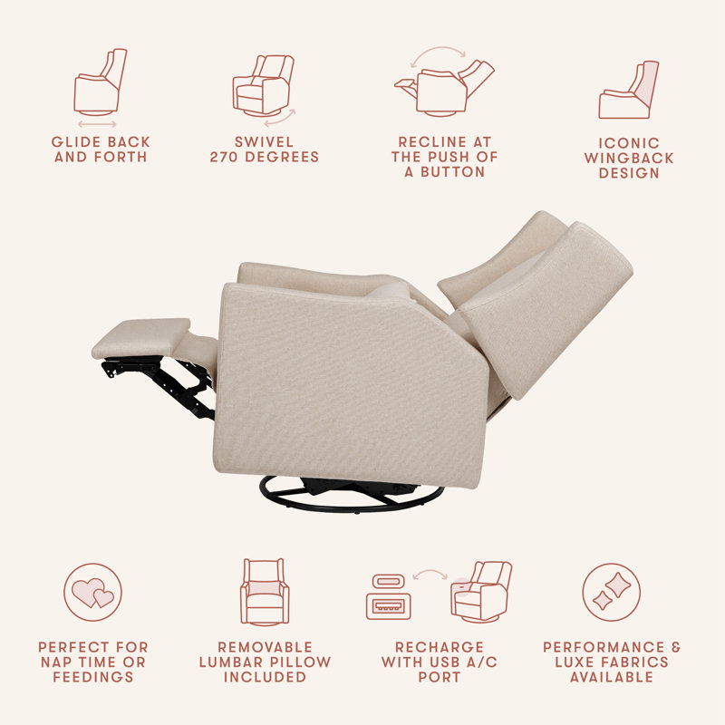 Kiwi Electronic Swivel Reclining Glider, Sand Livesmart Basketweave