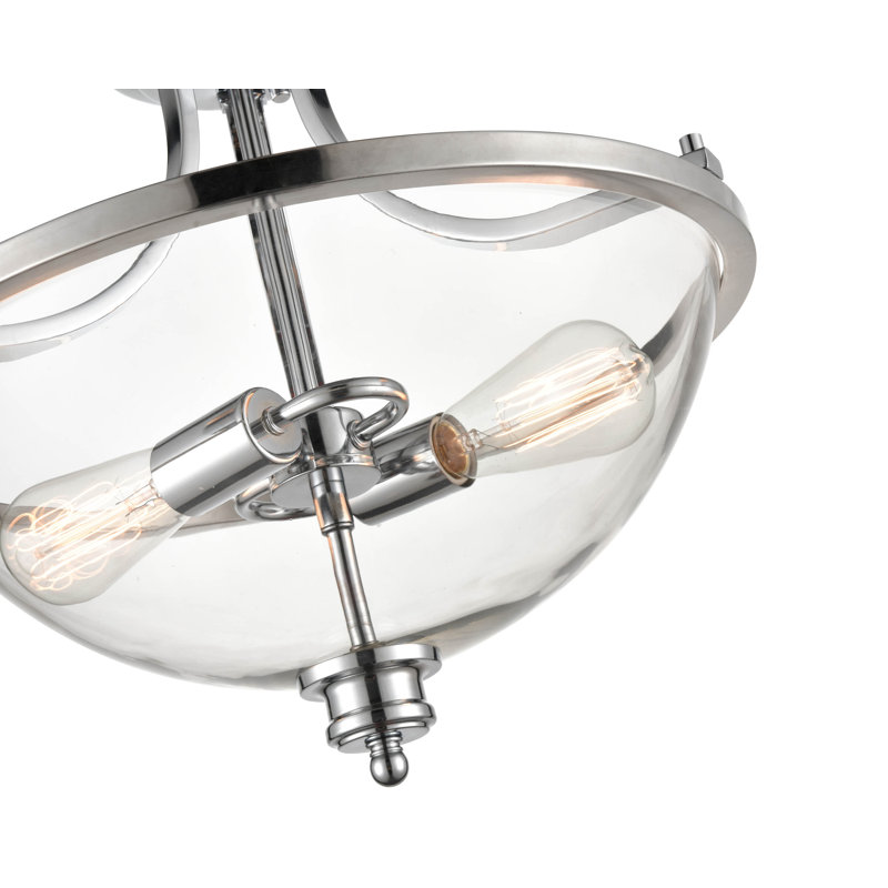Glass Semi Flush Mount, Chrome