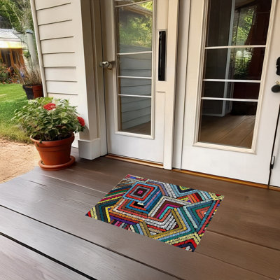 Paillasson rectangulaire multicolore avec dessous antidérapant