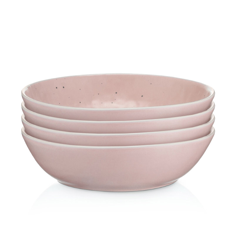 Stone Lain Elena 4-Piece Bowl Set Stoneware, Pink
