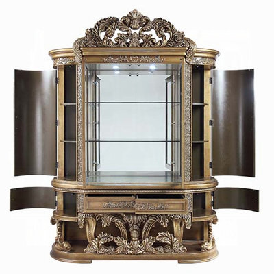 Vitrine Glam Brown and Gold avec tablettes en verre trempé