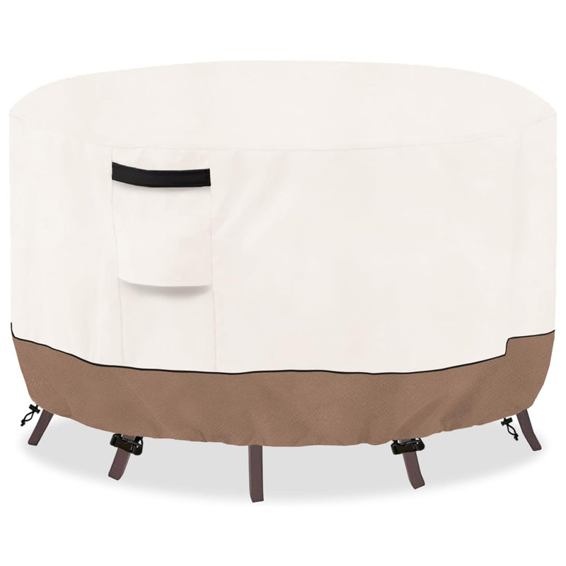 Housse de table ronde d'extérieur robuste et imperméable pour ensembles de table et chaises de patio, Tanné