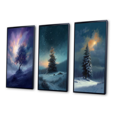 «Snowy Serenity Pinetree», 3 pièces sur toile