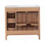 Meuble-lavabo de 36 po en bois avec cadre en bois massif, 2 portes à fermeture douce, 3 tiroirs à fermeture douce, tablette réglable, armoire de rangement moderne pour petites salles de bain