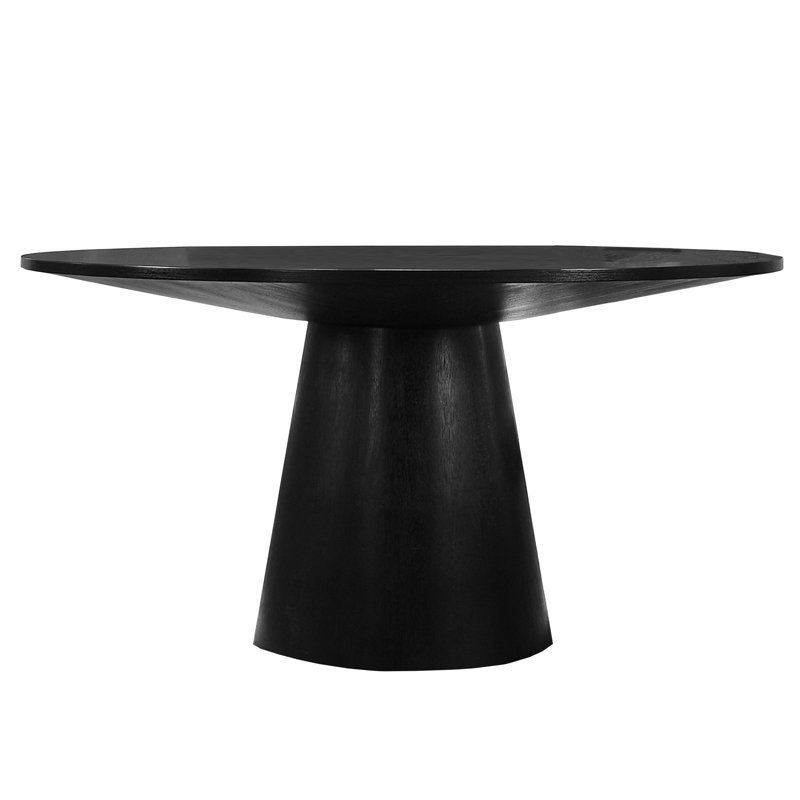 Andreacchio Pine Round Solid Wood Dining Table, Ebony Black