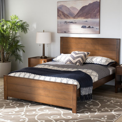 Louisville Solid Wood Platform, Full Bed, Walnut Brown 41.34'' H X 77.01'' L X 55.91'' W
