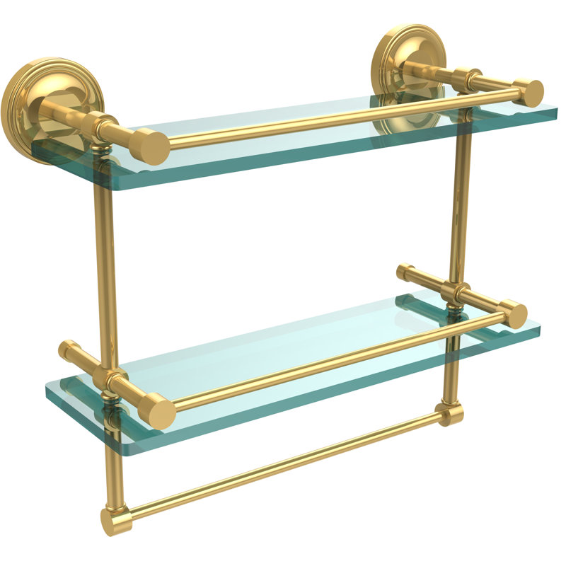Alcott 2 Piece Tiered Shelf with Towel Bar, Polished Brass