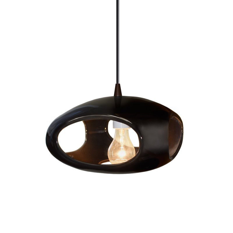 Logan 1 - Light Single Pendant, Dark Bronze, Gloss Black