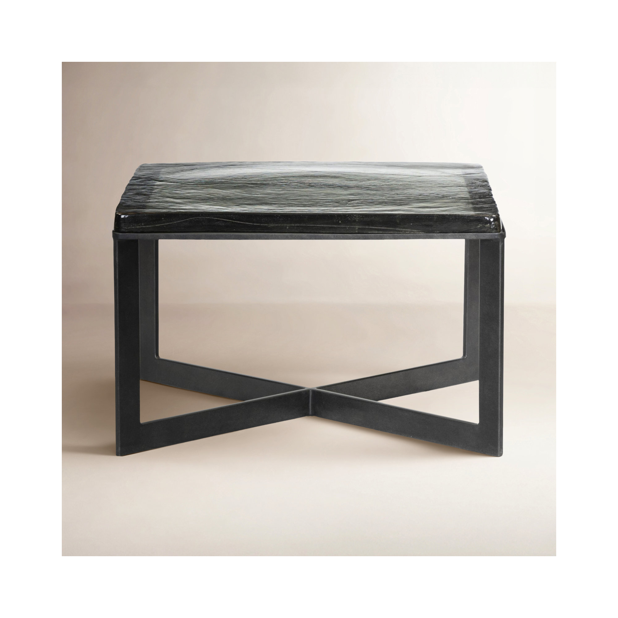 Angier Single Coffee Table, Clear Cast Glass