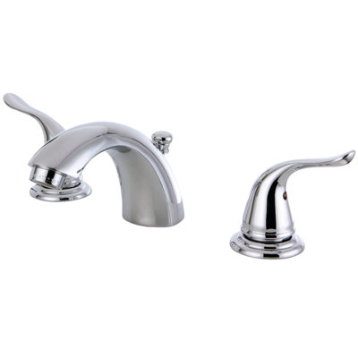 Kingston Brass Yosemite Two-Handle 3-Hole Deck Mount Mini-Widespread Bathroom Faucet with Plastic Pop-Up