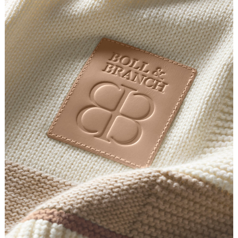Court Knitted Throw Blanket, Cream