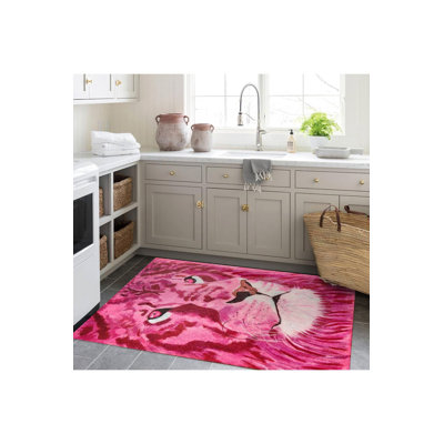 Tapis décoratif à motif de lion rose Northern Collection