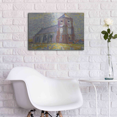 Red Barrel Studio® «Church In Zoutelande1909» par Piet Mondrian, art mural en métal, 24 po x 16 po