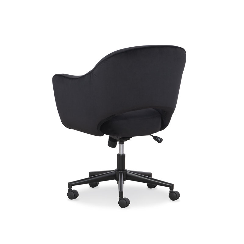 Black Faux Velvet Swivel Task Chair