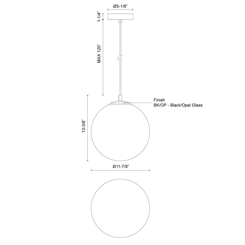 Marco 12-In (CCT) Pendant, 15 W, 134.25" H x 11.88" W x 11.88" D