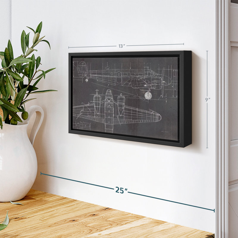Plane Blueprint Canvas Print, 9" H x 13" W