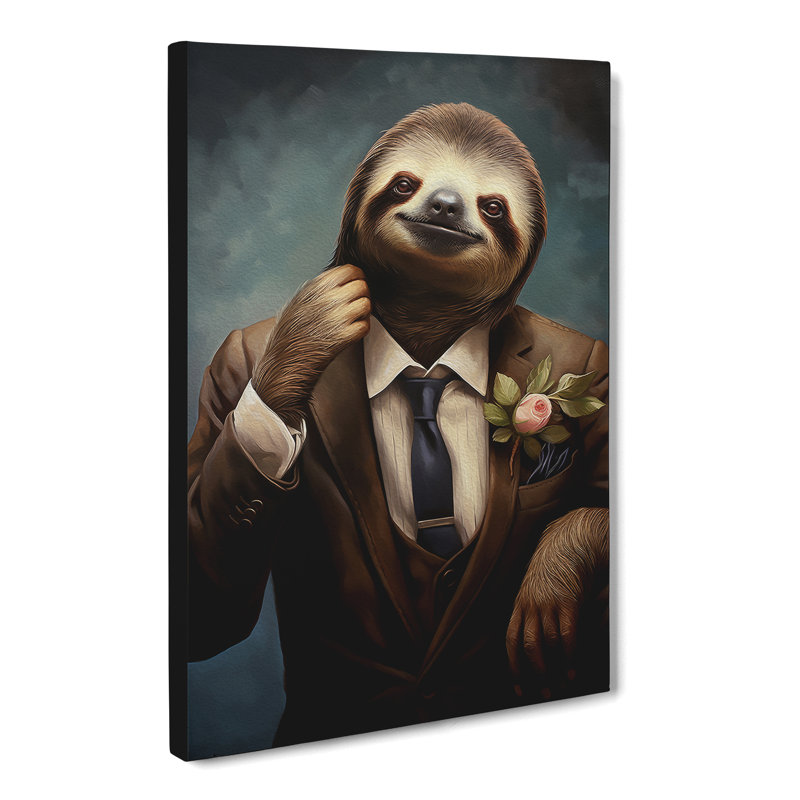 Sloth in a Suit Painting No.3 - Wrapped Canvas, 50cm H x 35cm W x 3cm D