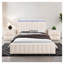 Ensemble de chambre à coucher grand lit 3 pièces avec tête de lit à DEL, 2 tables de chevet, cadre de lit tapissier beige