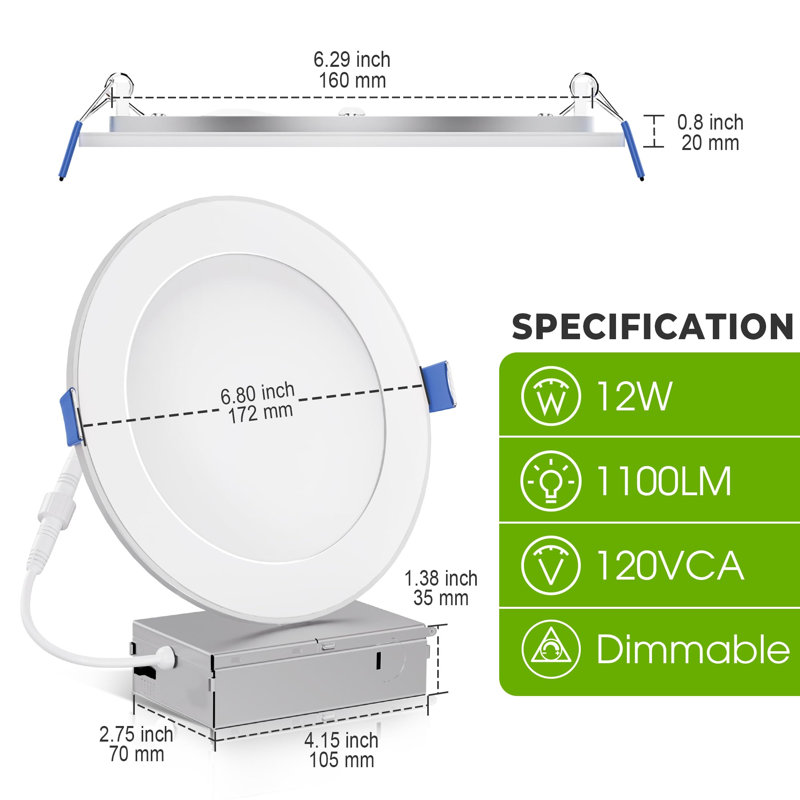 Ensemble d'éclairage encastré à DEL de 6 po à température de couleur réglable et gradable