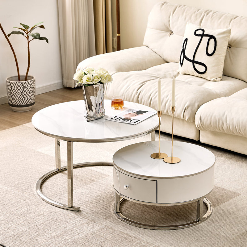 Lift Top Coffee Table with Storage, Silver, 35cm H x 60cm L x 60cm W