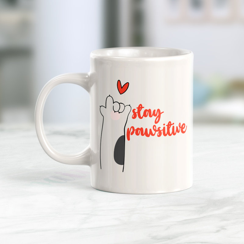 Coffee Mug, 11 oz, Ceramic, Stay Pawsitive