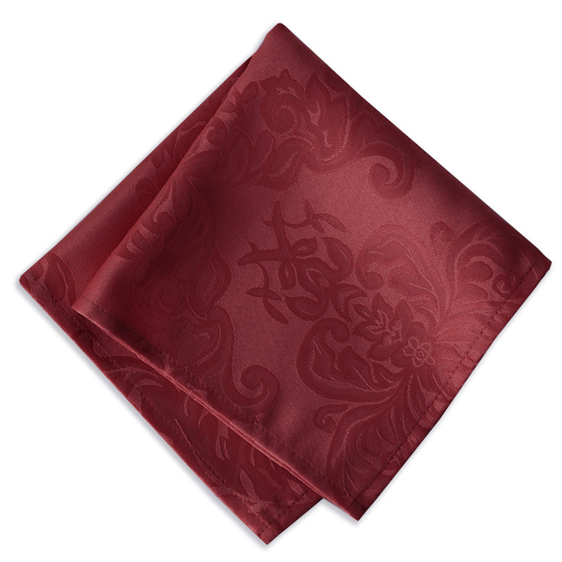 Burchfield 100% Polyester Damask Square Napkin, Red