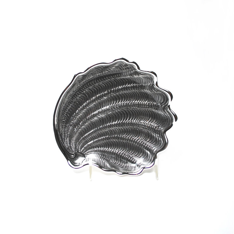 Conchiglia Glass Decorative Tray, Ice Gray