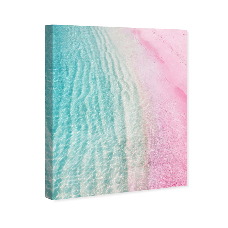 Licorne nautique et côtière, rose moderne et contemporain - impression, Toile tendue, H 30 po x l 24 po
