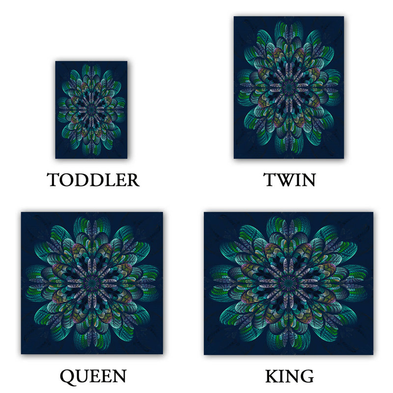 Polyester Floral Duvet Cover, 1 Twin Duvet Cover + 1 Standard Sham, Blue/Green/White