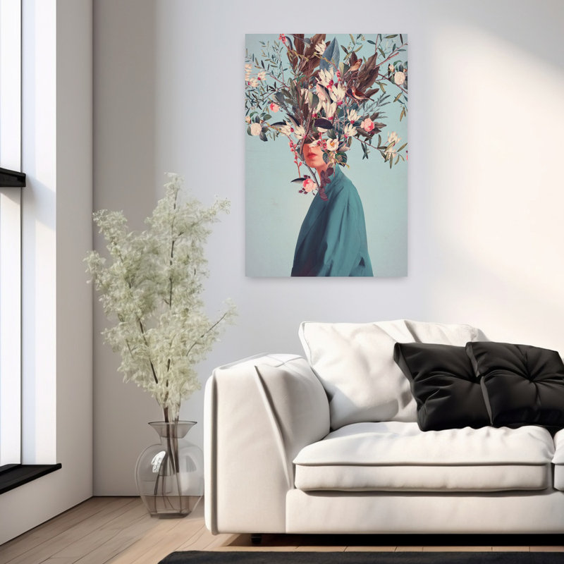 Art contemporain contemporain rétro surréel, H 36 po x l 24 po