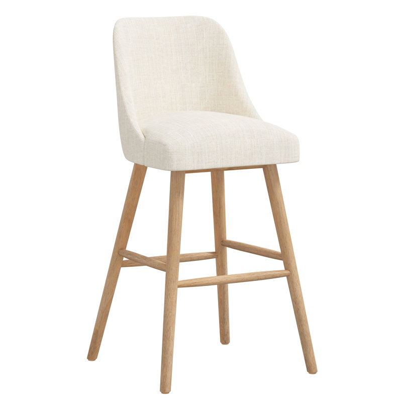 Tabouret Gallie, Tabouret de bar (siège d'une hauteur de 31 po), Bois naturel, Lin talc classique