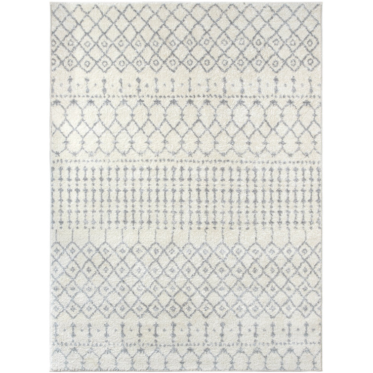 Gazaway Diamond Ivory Grey Moroccan Trellis Area Rug