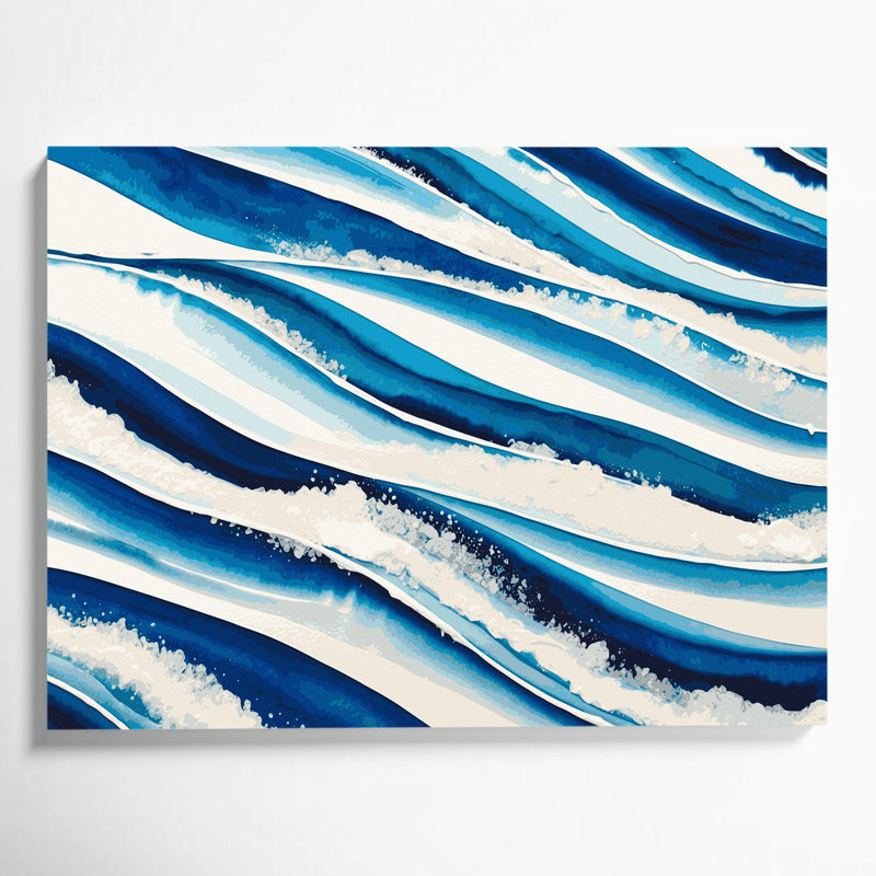 Art mural horizontal horizontal rayé sur toile vert azur, H 12 po x l 18 po