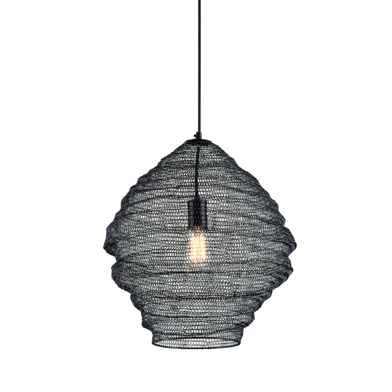 Black Iron Mesh Pendant Light with Adjustable Height