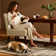 Modern Armless Slipper Chair, Tufted Fabric Upholstery, Wood Legs & Elegant Decor Back - Comfy Accent Lounge Chair for Vanity, Living Room or Bedroom