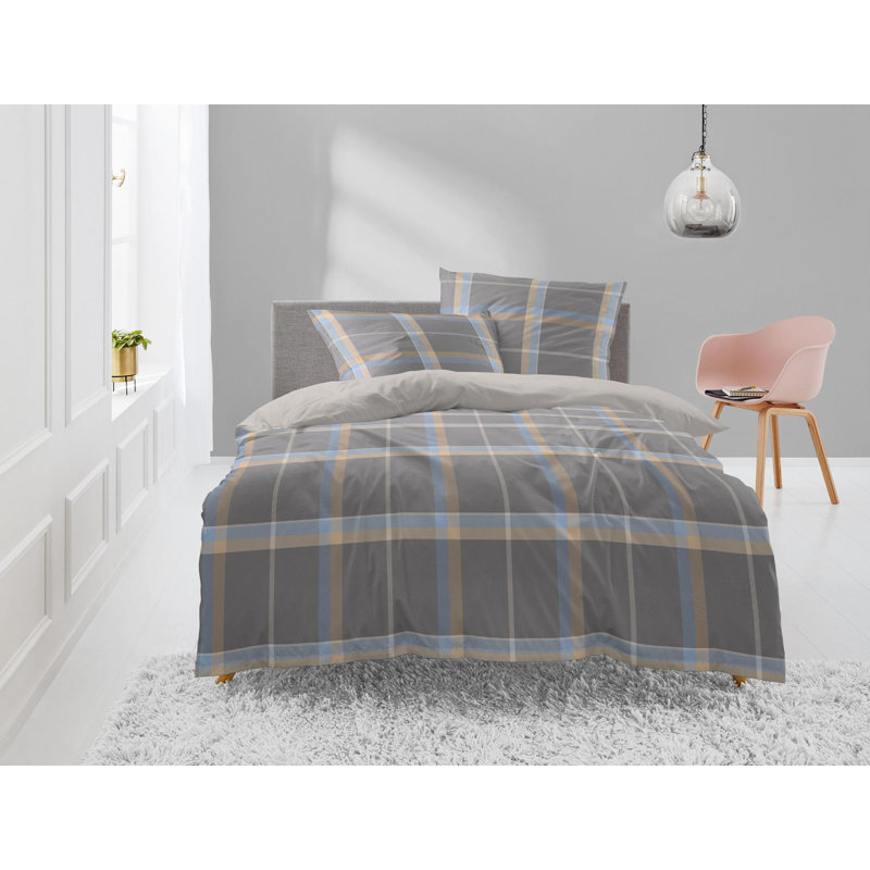 Sky 8422 Mako Satin Duvet Cover Set, Grey, 155 x 220cm - 1 Pillowcase ( 80 x 80cm)