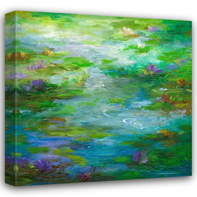 Red Barrel Studio® Finch, Sheila Gallery Wrapped Canvas Art Titled: Water Lily Pond #1 134497FN