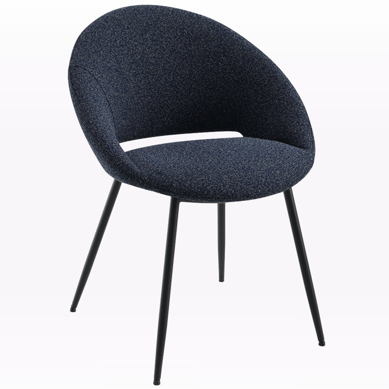 Chaise d'appoint Karine Black Boucle & Black Finish (ensemble de 2)