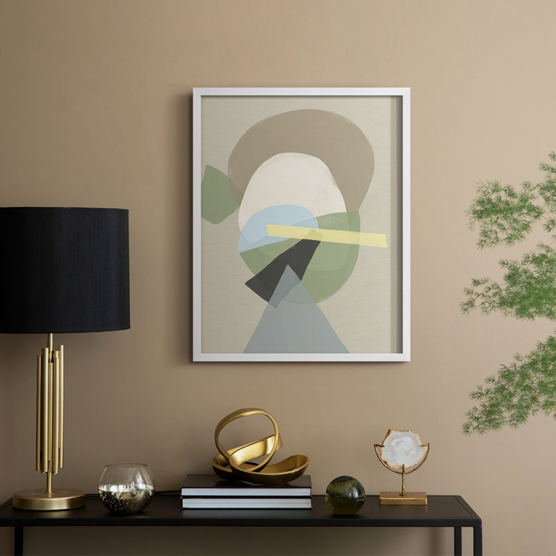 Mod Shape Stack II Framed Print - Solid Wood, White Framed, 21" H x 17" W