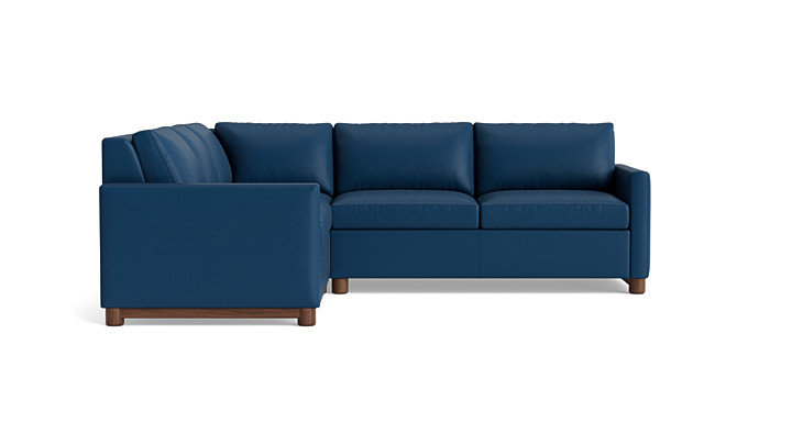 Reve Leather Sleeper Sectional (112" x 95"), Corner On Left, Leather - Deep Blue