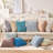 Blue Square Linen Pillow Covers, 4 Pack Decorative Cushion Cases For Sofa And Living Room-124820334